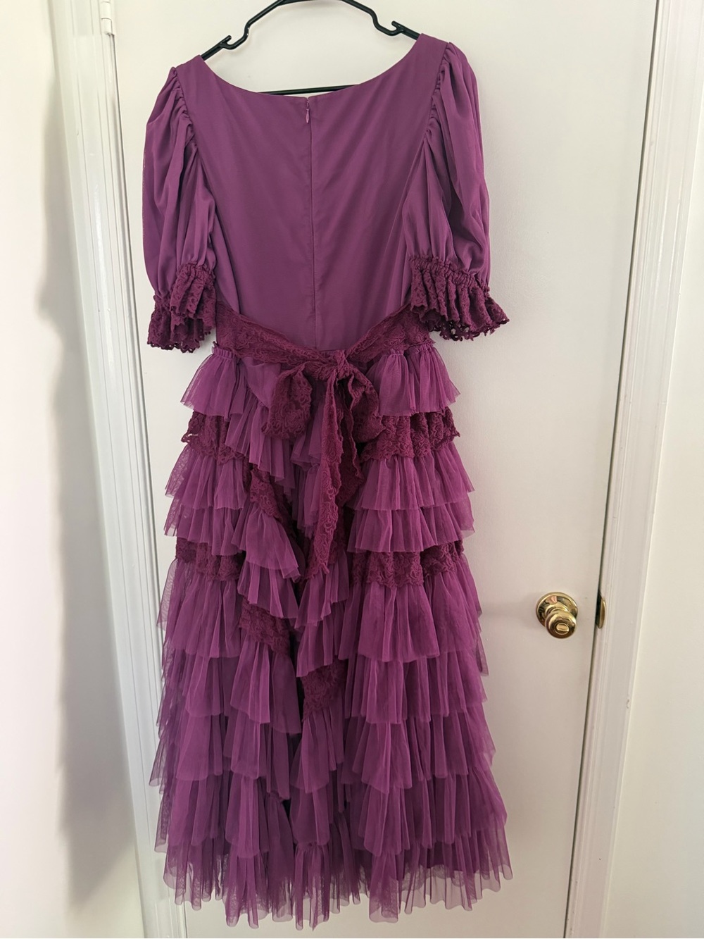 JessaKae Tiered Tulle Maxi Dress XL Plum Fairycore Renaissance    Regencycore - Picture 7 of 11